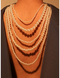 Fashion Pearl White Alloy Multi-layer Pearl Necklace