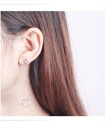 Fashion Silver Color Heart Shape Design Long Earrings