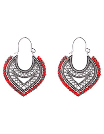 Fashion Red Hollow Out Design Pure Color Earrings