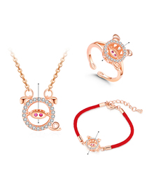 Simple Rose Gold Pig Shape Decorated Jewelry Set