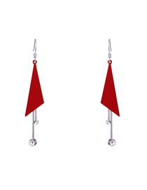 Simple Red Triangle Shape Decorated Earrings