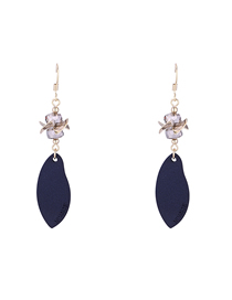Fashion Navy Flower Shape Decorated Earrings