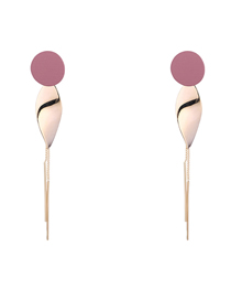 Simple Light Pink Round Shape Decorated Earrings