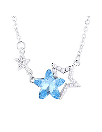 Fashion Sea Blue Star Guardian Crystal Necklace
