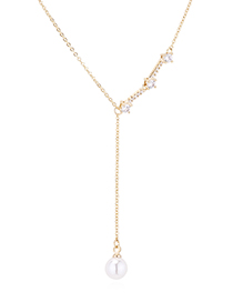Fashion 14k Gold Zircon Necklace - The Flow Of The Year