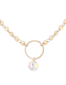 Fashion 14k Gold + Color White Crystal Necklace - Ring