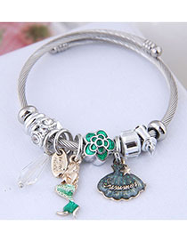 Fashion Green Metal Shell Mermaid Bracelet
