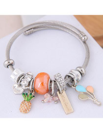 Fashion Orange Metal Fruit Pendant Bracelet