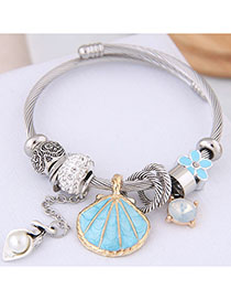 Fashion Blue Metal Shell Pendant Bracelet