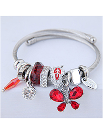 Fashion Red Metal Butterfly Pendant Multi-element Bracelet
