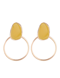 Fashion Yellow Drip Metal Ring Earrings