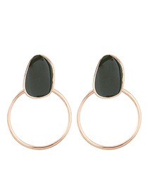 Fashion Black Metal Ring Earrings