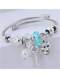 Fashion Blue Metal Key Owl Bracelet