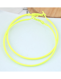 Yellow Metal Fluorescent Color Ring Earrings