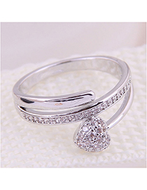 Fashion Silver Inlaid Zircon Love Ring