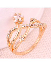 Fashion Gold Inlaid Zircon Shooting Star Ring