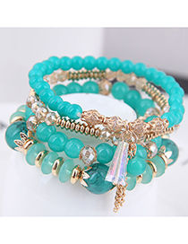 Fashion Green Crystal Beads Multilayer Bracelet