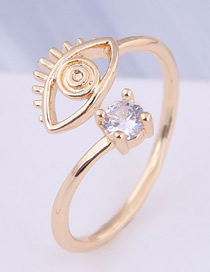 Fashion Gold Inlaid Zircon Eyebrow Opening Ring