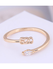Fashion Gold Inlaid Zircon 520 Open Ring