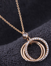 Fashion Gold Copper Micro Inlaid Zircon Multi-ring Necklace