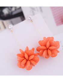 Fashion Red  Silver Needle Ball Earrings
