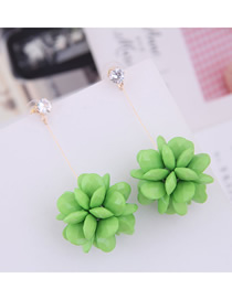 Fashion Green  Silver Needle Ball Earrings