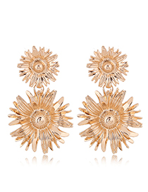 Fashion Gold Metal Sunflower Earrings