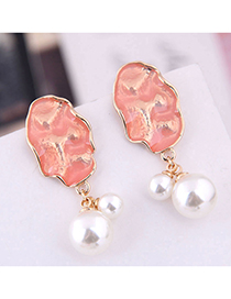 Fashion Pink Contrast Pearl Earrings