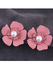 Fashion Pink Metal Flower Earrings