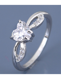 Fashion Silver Inlaid Zircon Angel Love Ring