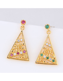 Fashion Gold  Silver Pin Copper Micro Inlaid Zircon Triangle Stud Earrings