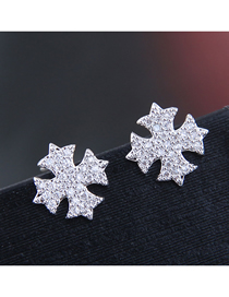 Silver Needle Copper Micro-incrustaciones Zircon Snowflake Stud Pendientes