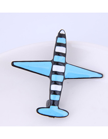 Fashion Blue Small Airplane Brooch