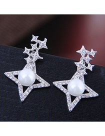 Fashion Silver Copper Micro-inlaid Zircon Meteor Earrings