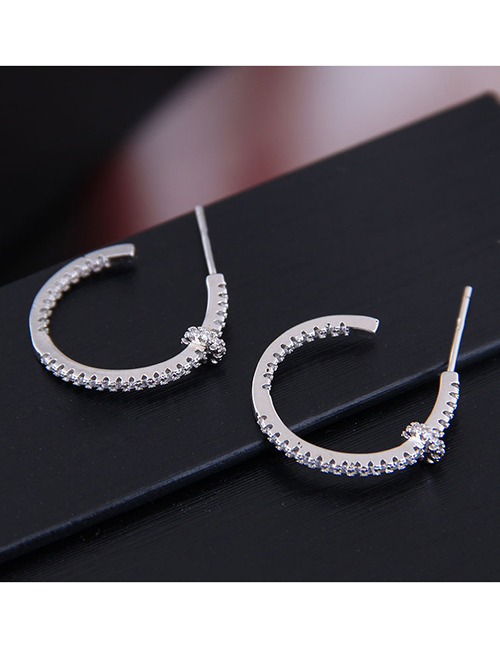 Fashion Silver Copper Micro Inlaid Zircon Earrings