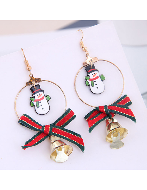 Fashion Gold Circle Bow Bell Christmas Series Earrings