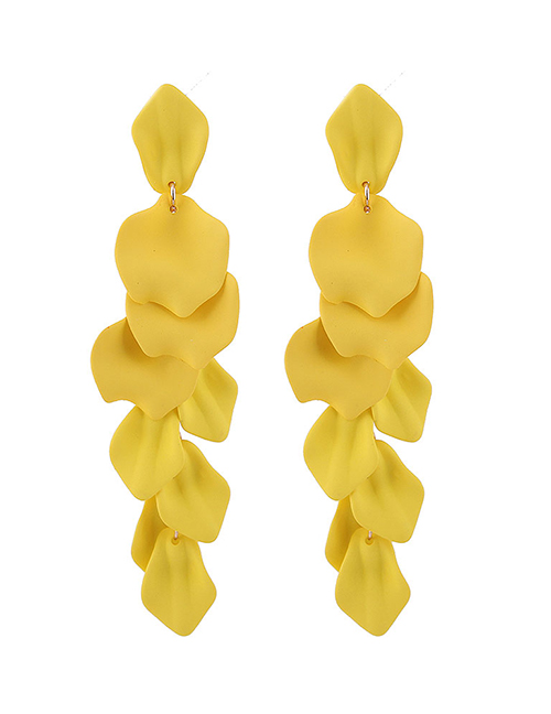 Fashion Yellow Exquisite Earrings With Rose Petals