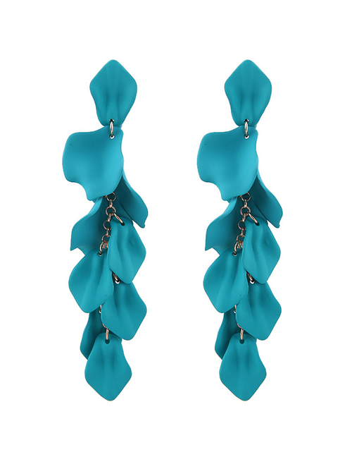 Fashion Blue Exquisite Earrings With Rose Petals