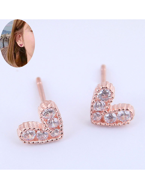 Fashion White Small Flash Diamond Love Earrings