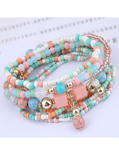 Fashion Color Fine Rice Beads Multi-layer Bracelet