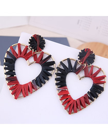 Fashion Red + Black Metal Braided Earrings