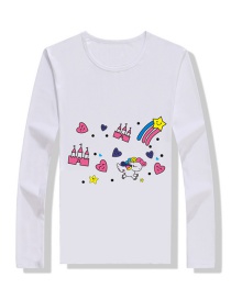 Fashion White Cartoon Print Children's T-shirt
