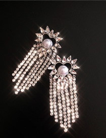 Fashion Earrings (silver Needle) Zircon Love Tassel Earrings