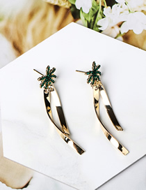 Fashion Gold Cartoon Cactus Bonsai Earrings Green