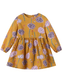 Fashion Yellow Dandelion Printed Children's Dress