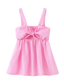 Fashion Pink Pinstripes Bow Striped Children's Dress