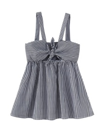 Fashion Black Pinstripes Bow Striped Children's Dress