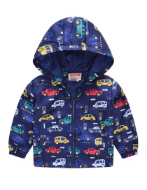 Fashion Color Car Cartoon Printed Children's Hooded Jacket