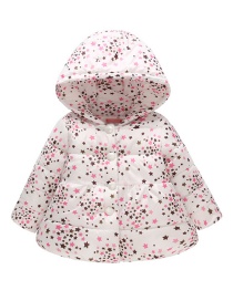 Fashion Star On White Printed Button Children's Hooded Cotton Suit