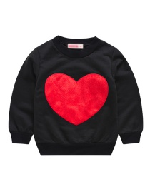 Fashion Black Heart Love Patch Children's Sweater